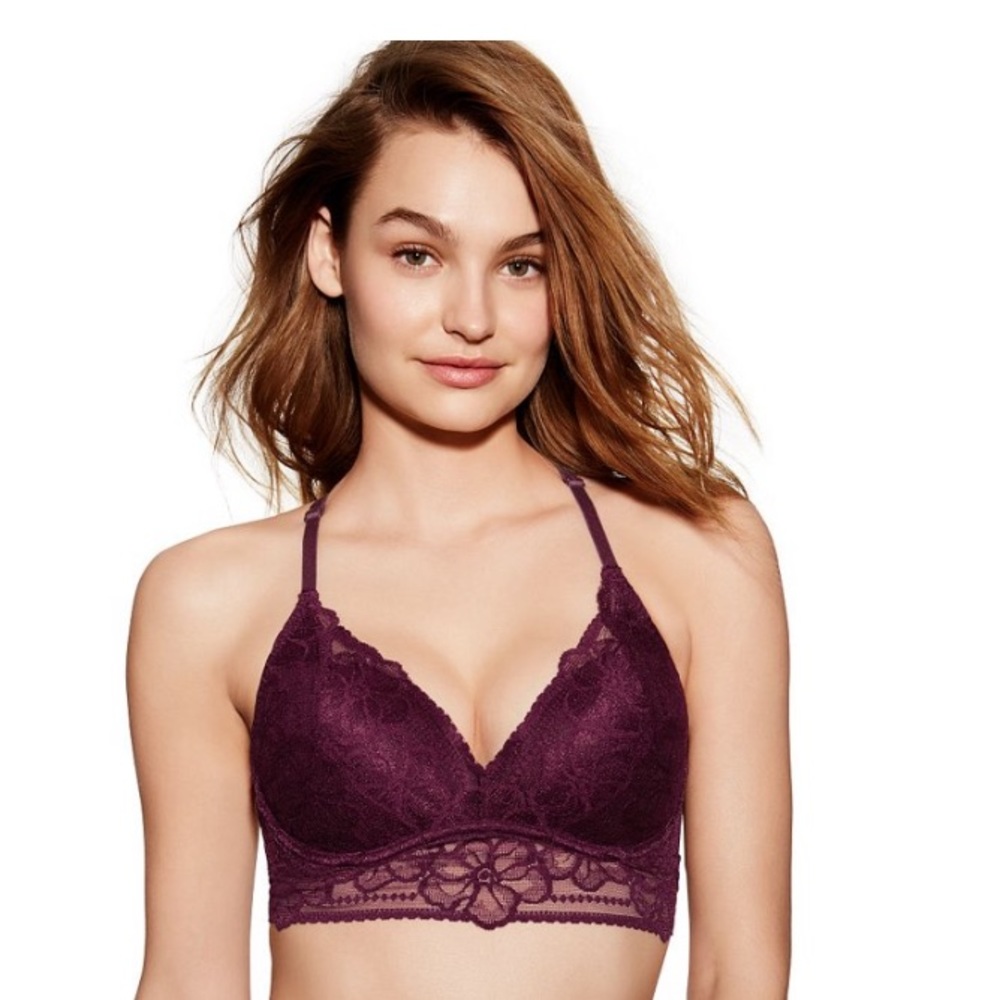 TEAL Victoria's Secret PINK Tropical Lace Push Up Bralette Racerback